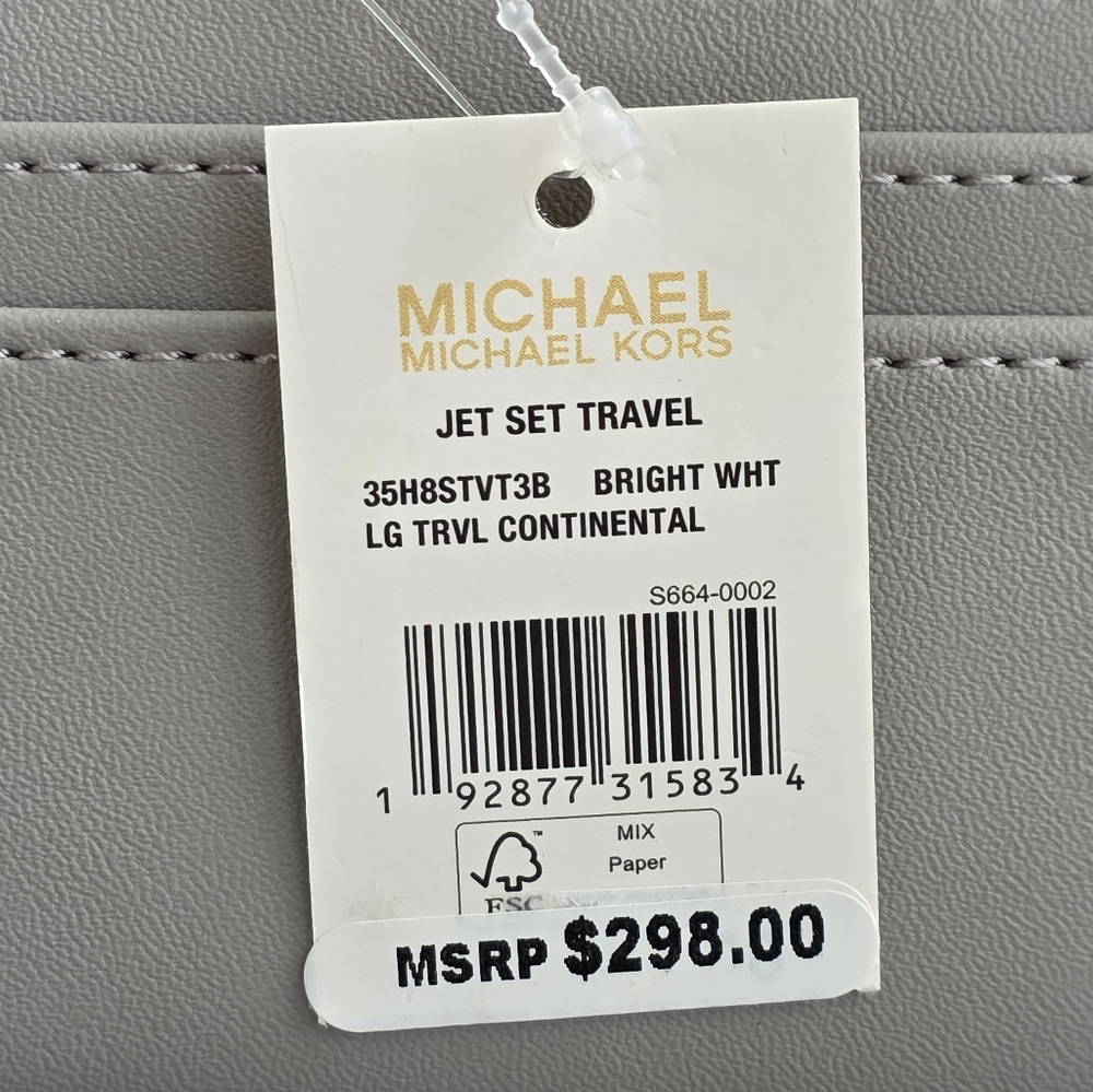 Michael Kors Jet Set Logo Large White Continental Wristlet Wallet - Picture 5 of 6